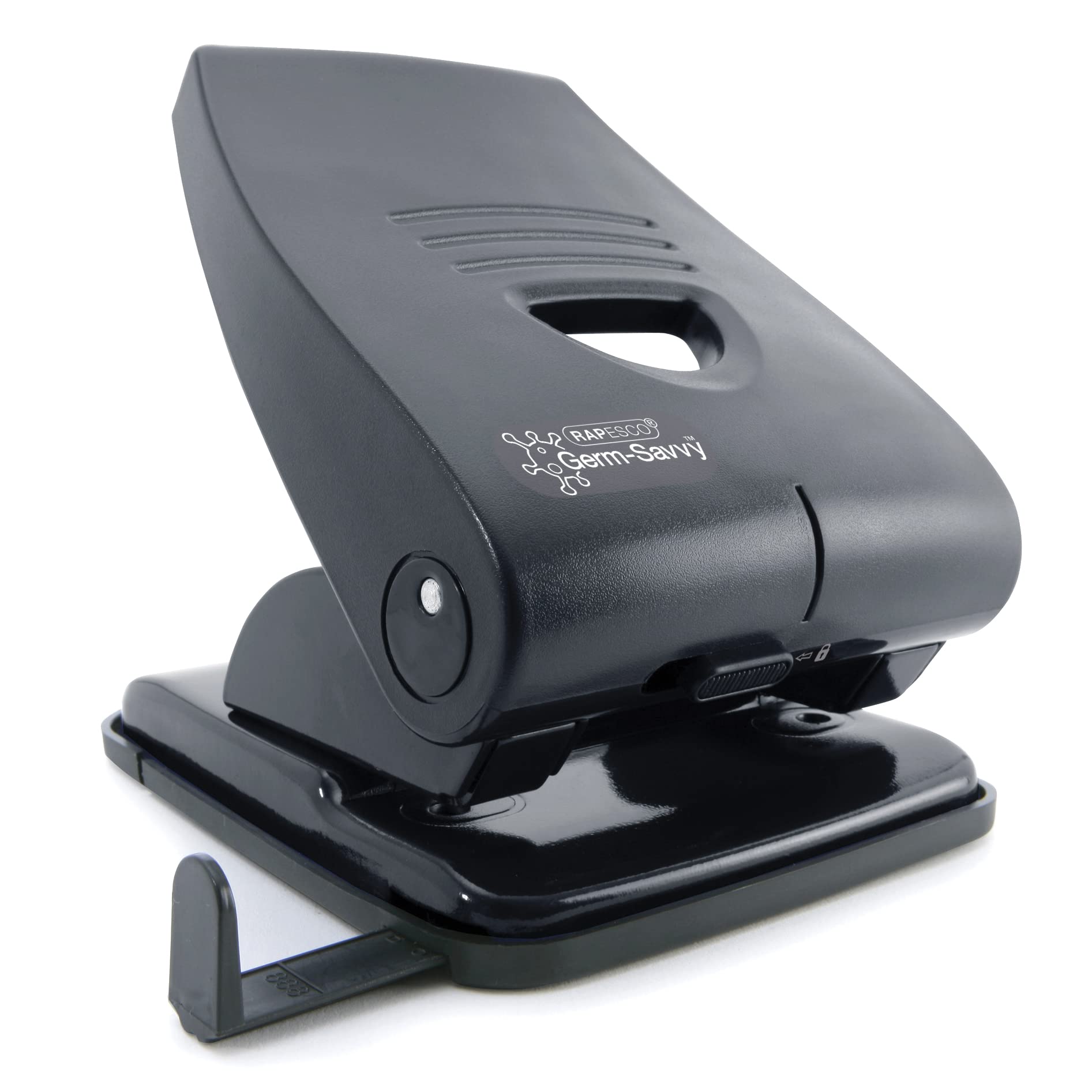 Rapesco PF835PB2 Germ-Savvy Antibacterial, 835-P Heavy Duty 2-Hole Punch, 40 Sheet Capacity