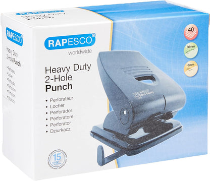 Rapesco PF835PB2 Germ-Savvy Antibacterial, 835-P Heavy Duty 2-Hole Punch, 40 Sheet Capacity