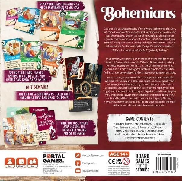 Bohemians by Portal Games | Strategy Board Game | 1-4 Players | Ages 14+ | 45-60 Min Playtime