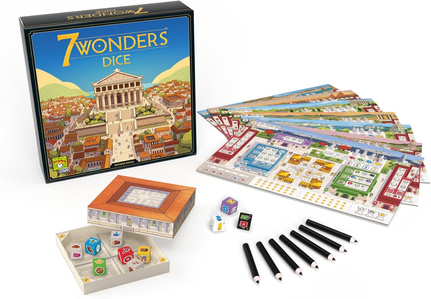 Asmodee | 7 Wonders: Dice | Strategy Family Game | Ages 10+ | 3-7 Players | 30 Minutes Playing Time