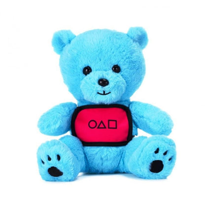 Play by Play Squid Game The Challenge Plüschtier Teddy Bear Blau mit Box Display Bär mit einer Dalgon-Karte - Höhe 25 cm