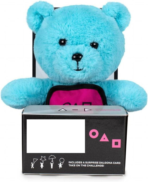 Play by Play Squid Game The Challenge Plüschtier Teddy Bear Blau mit Box Display Bär mit einer Dalgon-Karte - Höhe 25 cm