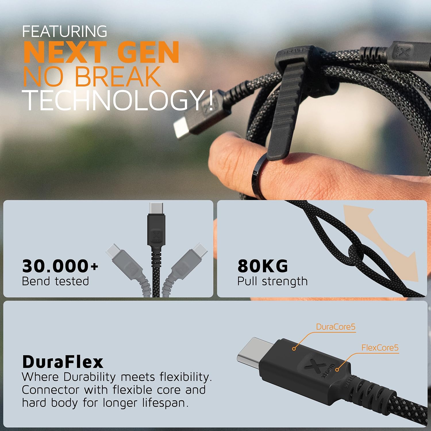 Xtorm - Next Gen Usb-A / Usb-C Cable - Black - 1.5M