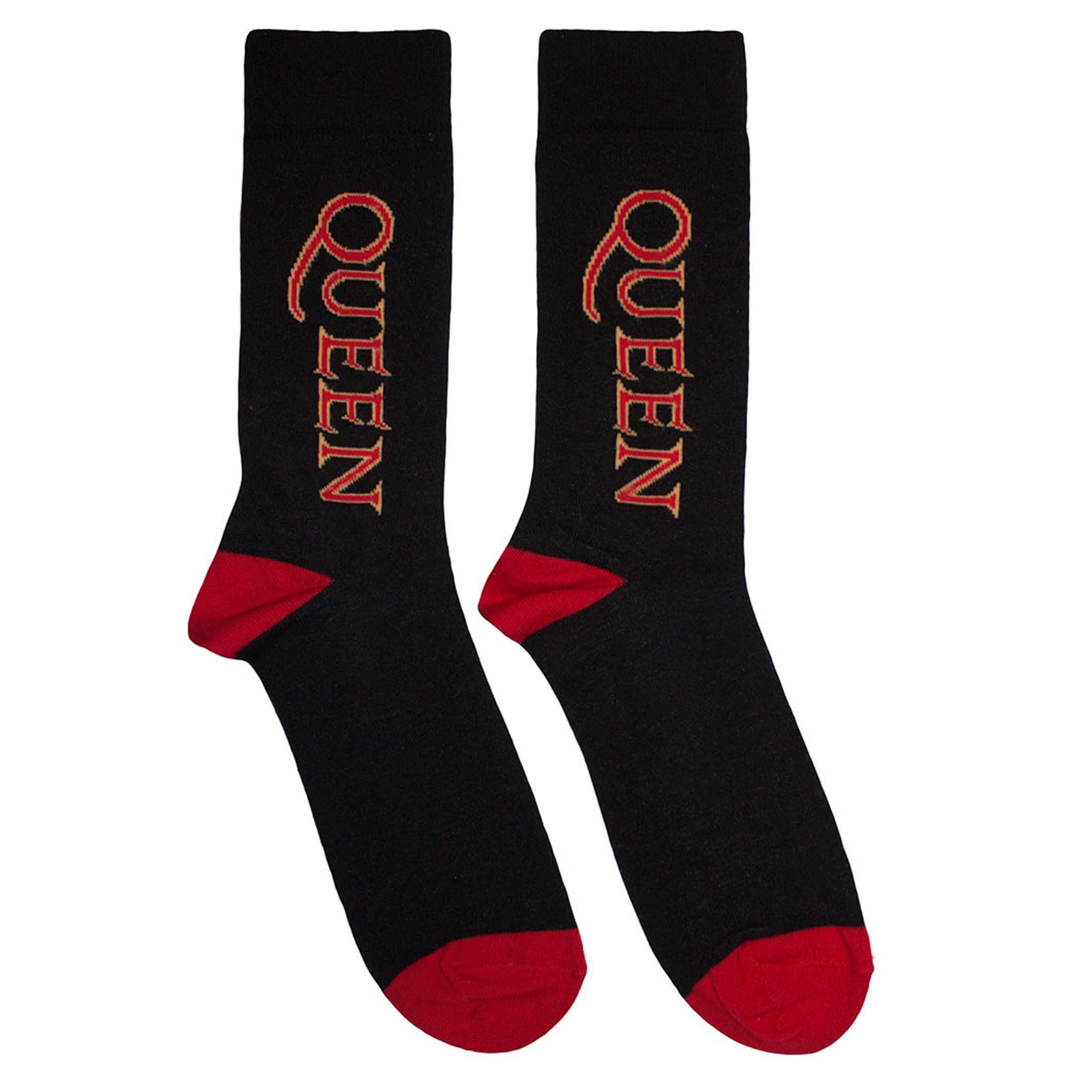 Queen - Queen Unisex Ankle Socks: Red Logo Vertical (Black) (Uk Size 6 - 11)