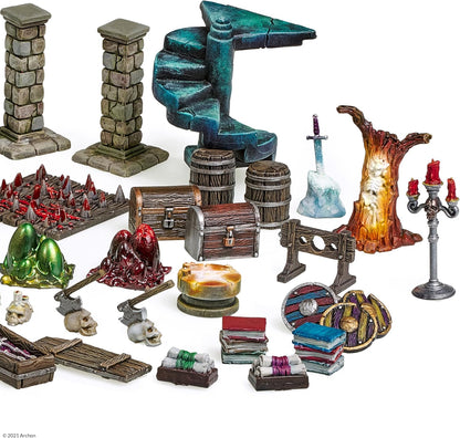 Dungeons & Lasers Fantasy Customization Bits for DND Terrain - 70 Pieces of D&D Accessories and Props for 5E Tabletop RPG Games - Unpainted, Unassembled - for Ages 14 Years and up
