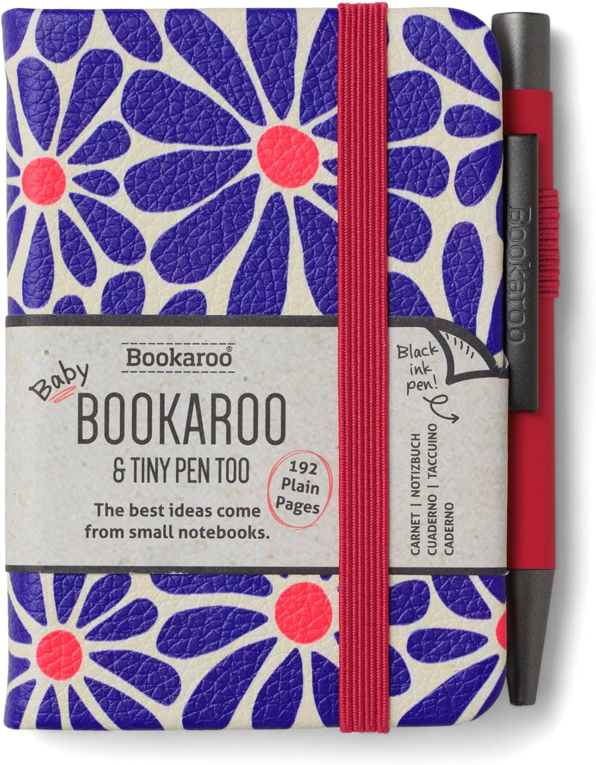 IF Bookaroo Notebook - A7 Pocket and Handbag size Notebook plus Black Ballpoint Pen, 192 pages - Pink & Purple - Daisy