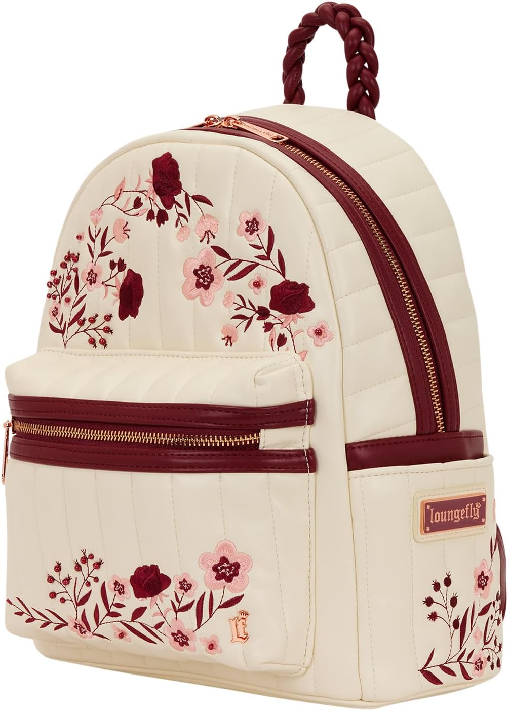 Loungefly Cream & Red Floral Mid-Size Backpack