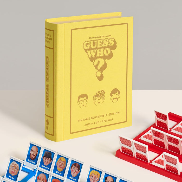 Winning Solutions Guess Who? Vintage Bookshelf Edition, Classic Mystery Face Game, Ages 6+, 2 Players