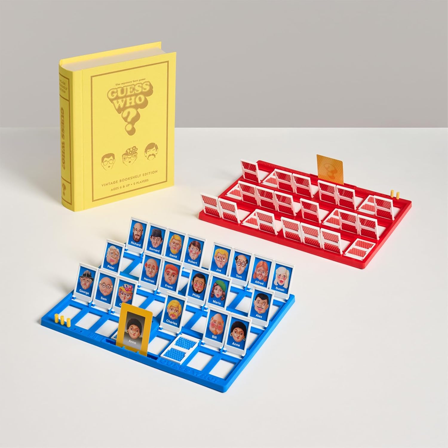Winning Solutions Guess Who? Vintage Bookshelf Edition, Classic Mystery Face Game, Ages 6+, 2 Players