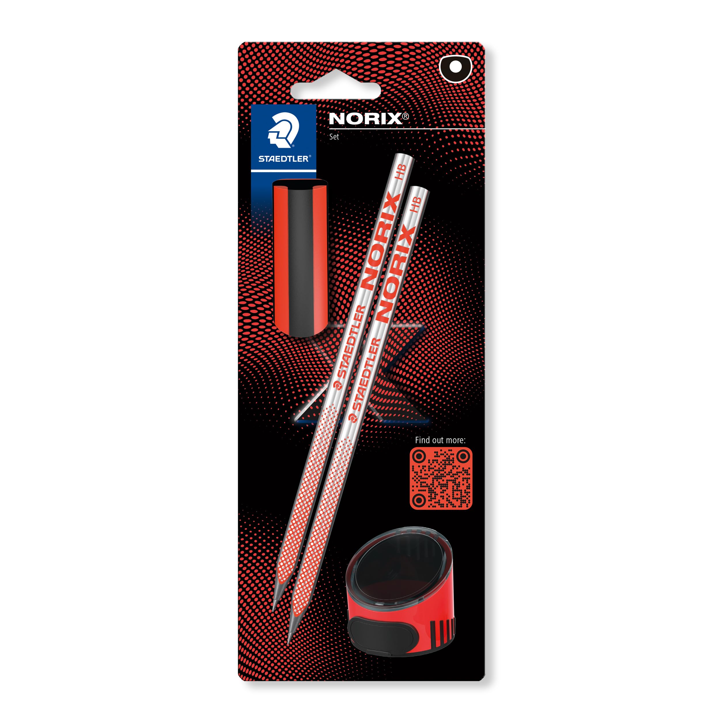 STAEDTLER HB Drawing Pencils - for Sketching and Writing - NORIX - Includes 2 HB Pencils, Sharpener & Eraser in Coral - Set of 4, 181 SBK2-2