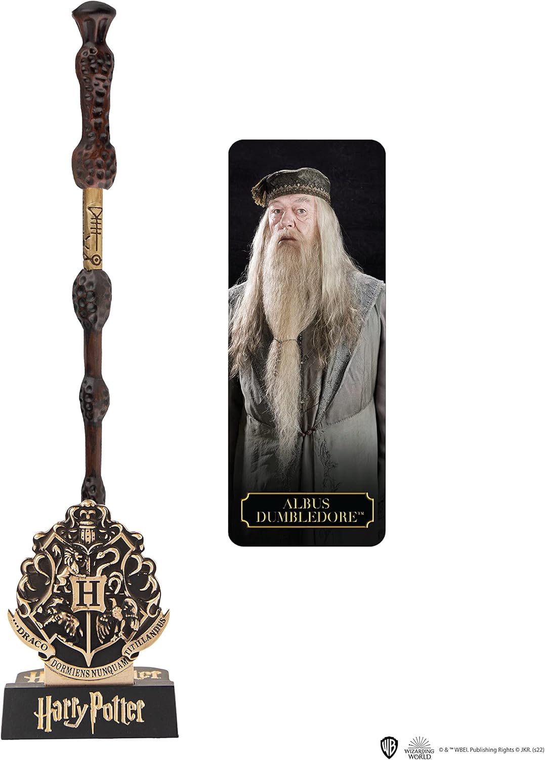 Cinereplicas Harry Potter Albus Dumbledore toverstaf pen met houder en lenticulaire bladwijzer - officiële licentie