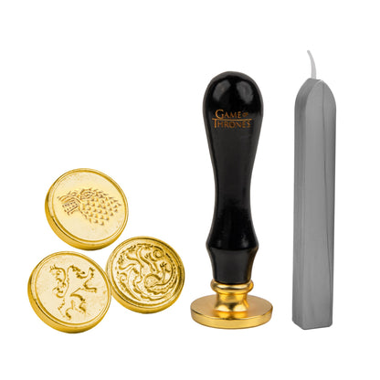 Cinereplicas Game of Thrones - Stark, Targaryen en Lannister + Wax zegelset met 3 emmers - Officiële licentie