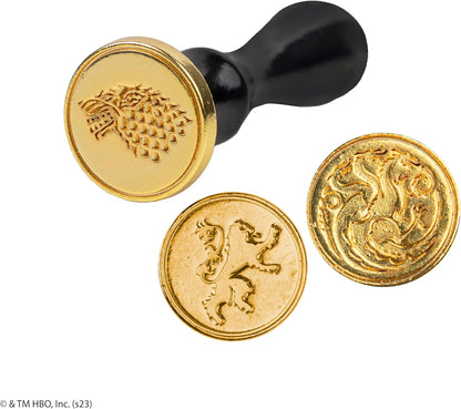 Cinereplicas Game of Thrones - Stark, Targaryen en Lannister + Wax zegelset met 3 emmers - Officiële licentie