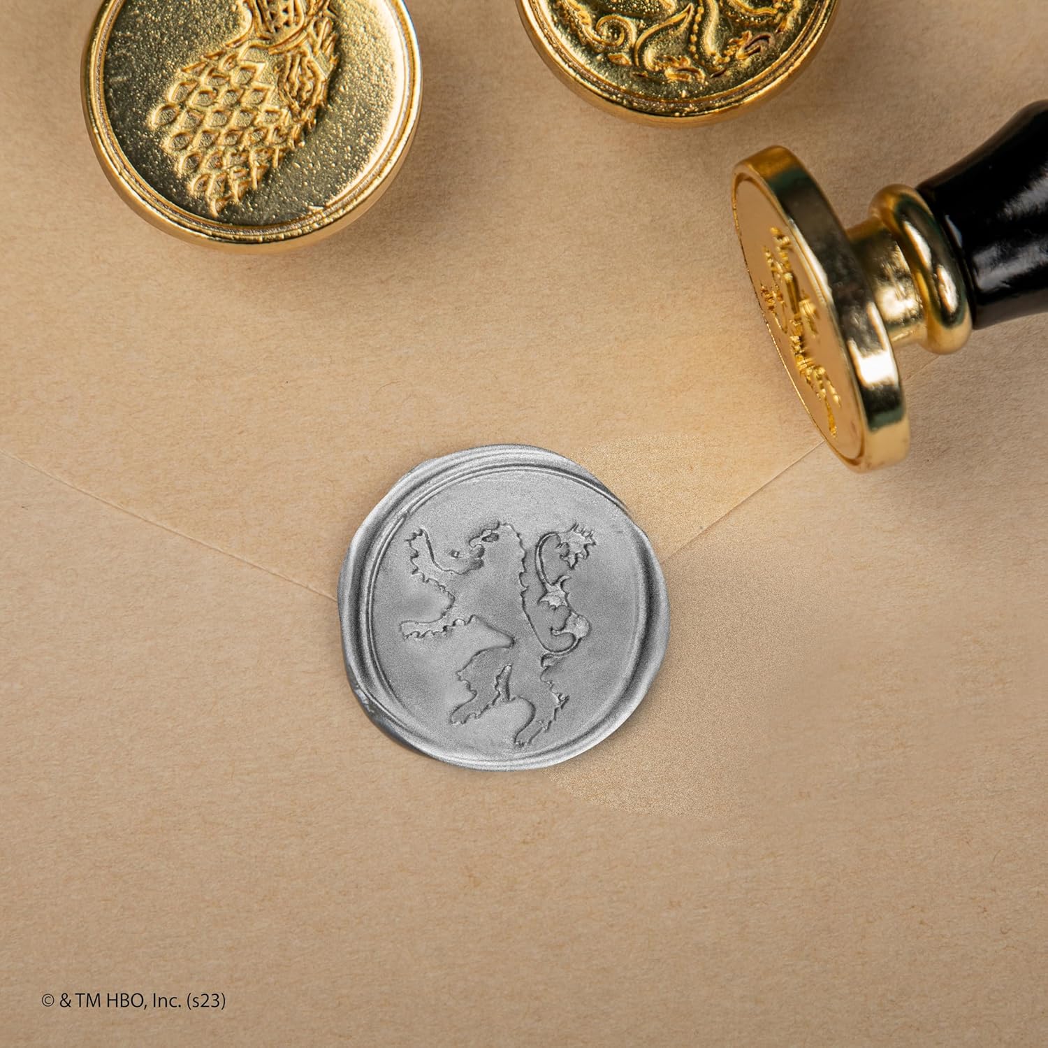 Cinereplicas Game of Thrones - Stark, Targaryen en Lannister + Wax zegelset met 3 emmers - Officiële licentie