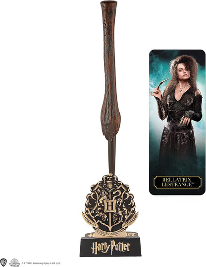 Cinereplicas Harry Potter - Zauberstab Stift mit Ständer & Lenticular Lesezeichen - Offizielle Lizenz (Bellatrix Lestrange