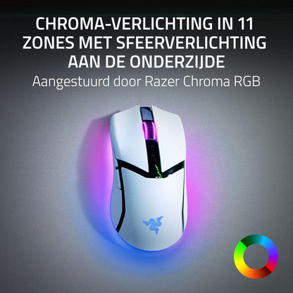 Razer Cobra Pro - draadloze gamingmuis met RGB - Optical Focus Pro Sensor met 30K DPI (10 aanpasbare knoppen, HyperSpeed Polling 8K Hz, Bluetooth, verlichting met 11 zones) Wit