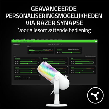 Razer Seiren V3 Chroma - RGB USB-microfoon - Supercardioïde condensatormicrofoon met Tap-To-Mute (reactieve verlichting, digitale versterkingsbegrenzer en geïntegreerde schokdemper) Wit