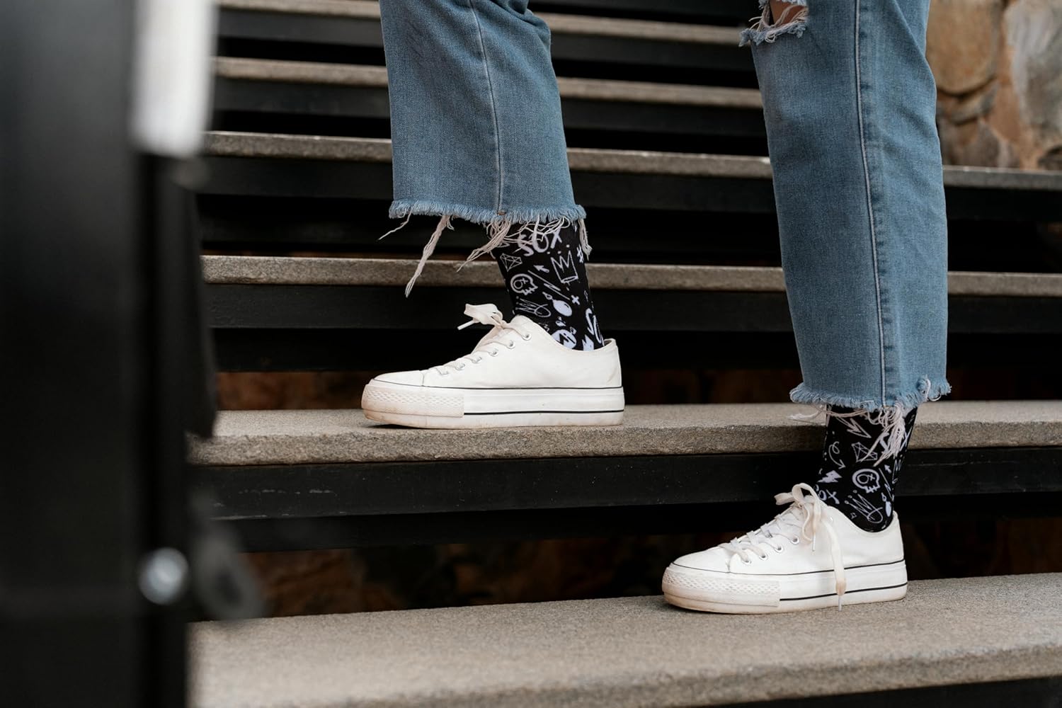 Sox Doodle Black Crew Socks