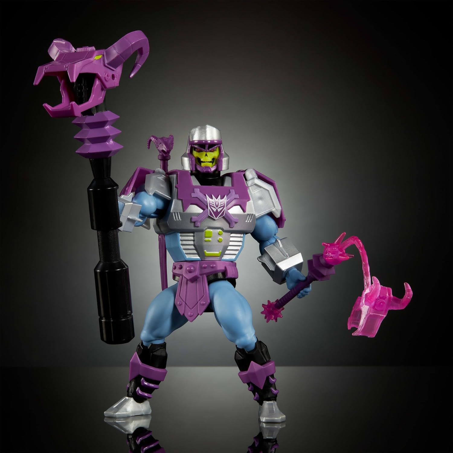 Masters of Universe Origins & Transformers Action Figure, Megatron Armor Skeletor 5.5 Inch Posable Collaboration Toy, Accessories & Mini Comic, JGT16