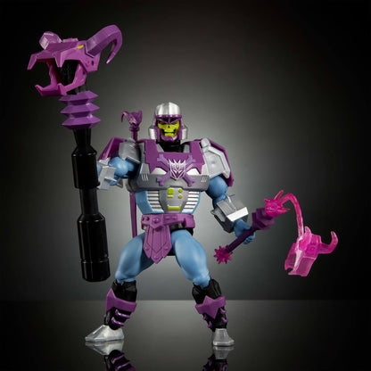 Masters of Universe Origins & Transformers Action Figure, Megatron Armor Skeletor 5.5 Inch Posable Collaboration Toy, Accessories & Mini Comic, JGT16