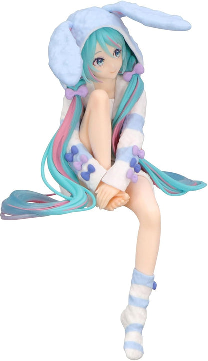 FuRyu Corporation-Hatsune Miku Noodle Stopper Figure -Rabbit Ear Hood Pajama Blue Color ver.