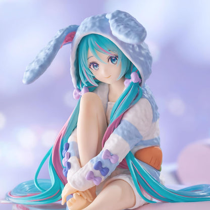 FuRyu Corporation-Hatsune Miku Noodle Stopper Figure -Rabbit Ear Hood Pajama Blue Color ver.