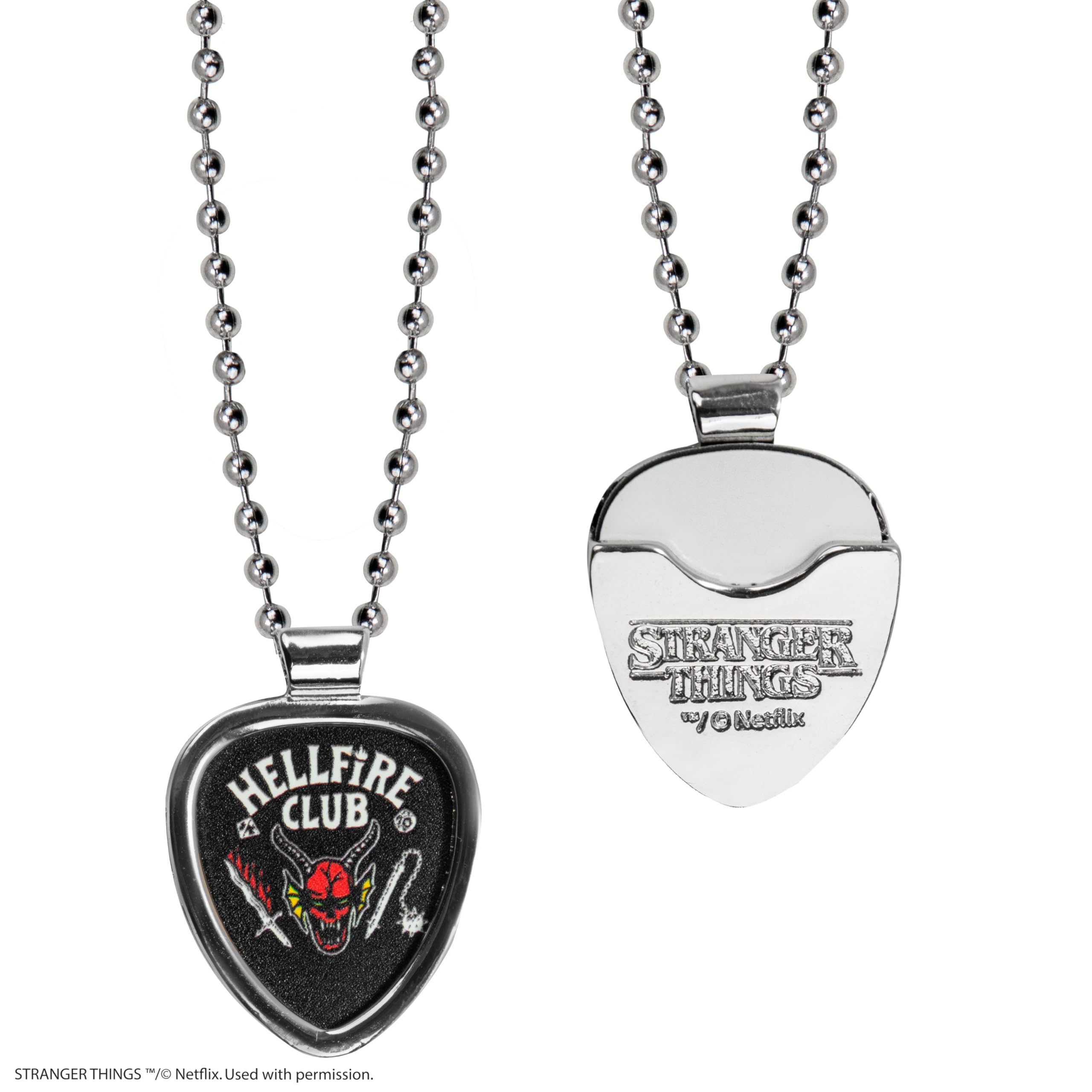 Cinereplicas Stranger Things - Eddie Munson Interchangeable Necklace - Official Licensed Product - Standard - Stainless Steel - Cubic Zirconia, Stainless Steel - Cubic Zirconia, Estándar, Stainless
