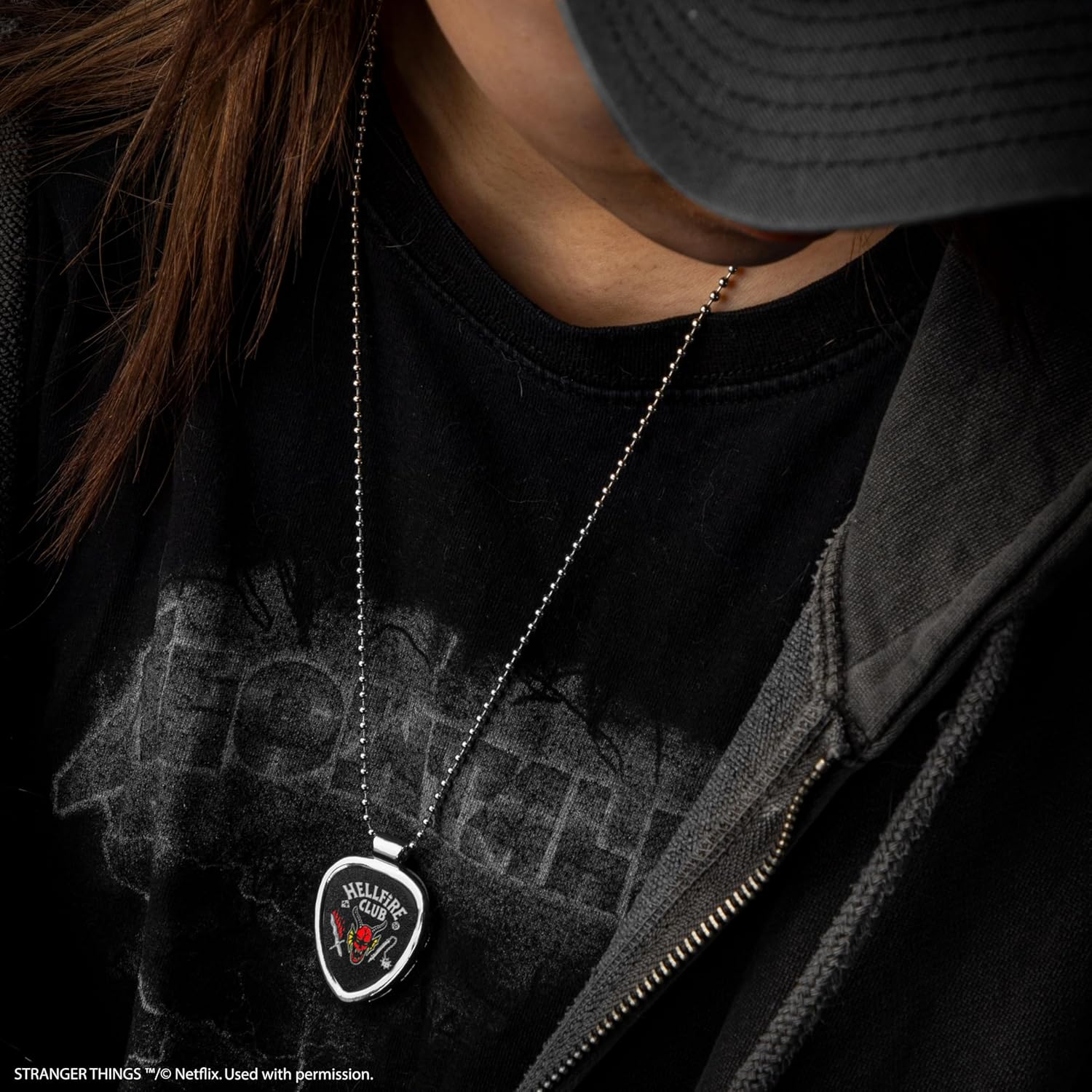 Cinereplicas Stranger Things - Eddie Munson Interchangeable Necklace - Official Licensed Product - Standard - Stainless Steel - Cubic Zirconia, Stainless Steel - Cubic Zirconia, Estándar, Stainless