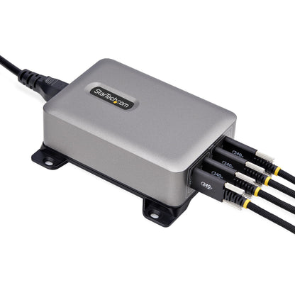 StarTech.com Caricatore USB-C a 4 porte multidispositivo, 240W totali, 1 porta 140W EPR, PD 3.1, porte con blocco a vite