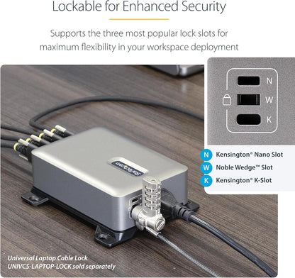 StarTech.com Caricatore USB-C a 4 porte multidispositivo, 240W totali, 1 porta 140W EPR, PD 3.1, porte con blocco a vite