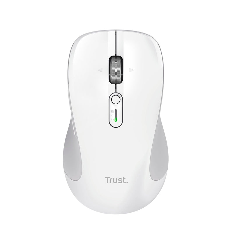 Trust Ferro Hyperwheel Wireless Mouse Ultra Fast Scroll Wheel with Horizontal Scrolling, Bluetooth + 2.4GHz, Silent Buttons, 65% Recycled Materials, Multidevice Mouse for Laptop PC Mac, White