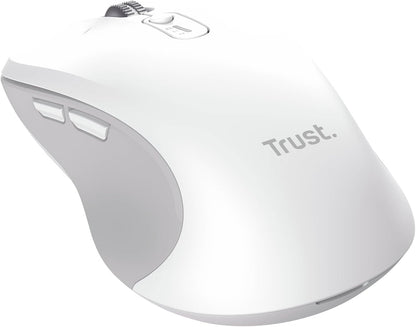 Trust Ferro Hyperwheel Wireless Mouse Ultra Fast Scroll Wheel with Horizontal Scrolling, Bluetooth + 2.4GHz, Silent Buttons, 65% Recycled Materials, Multidevice Mouse for Laptop PC Mac, White