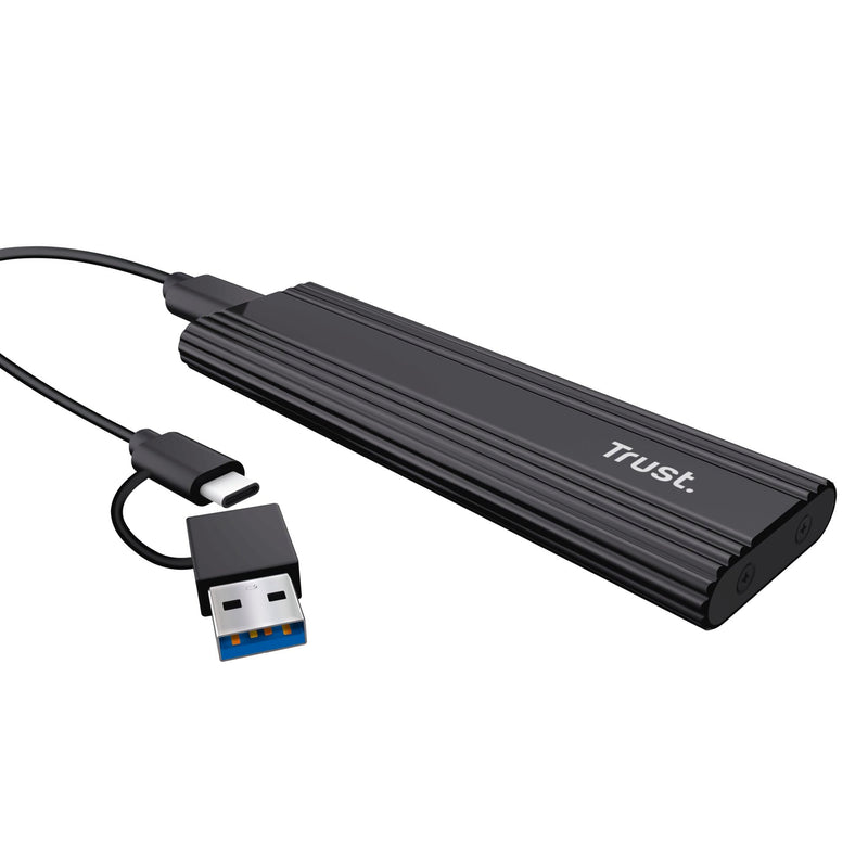 Trust M.2 NVMe SSD Enclosure, USB-C 10Gbps External Hard Drive Enclosure up to 4TB, Supports Size 2230 2242 2260 2280 M.2 SSDs FAT32/NTFS/EXT4/exFAT/APFS, Portable SSD Tool-Free Adapter Case