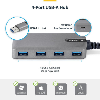 Startech.Com - Hub - 4 X Usb 3.2 Gen 1 + 1 X Usb-C + 1 X Usb-A 3.2 Gen 1 - Desktop