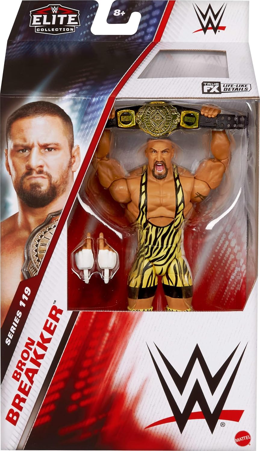 Mattel WWE Elite Action Figure & Accessories, Series #119, 6-inch Collectible Bron Breaker with 25 Articulation Points & Swappable Hands