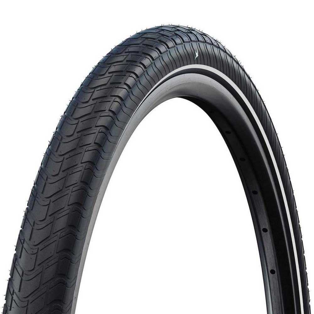 Schwalbe Motion Big Apple Bicycle Tyre, 16 x 2.00, Addix Green Compound, 50-305 ETRTO, E-25 Suitable for Bicycle Tyres, Black with Reflective Strips