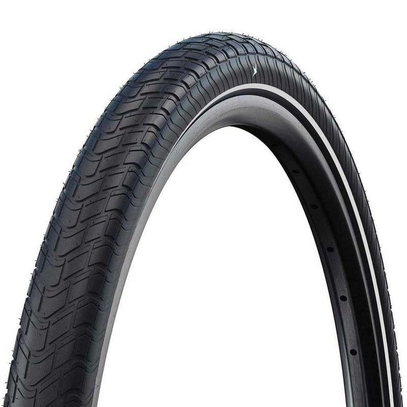 Schwalbe Motion Big Apple Bicycle Tyre, 16 x 2.00, Addix Green Compound, 50-305 ETRTO, E-25 Suitable for Bicycle Tyres, Black with Reflective Strips