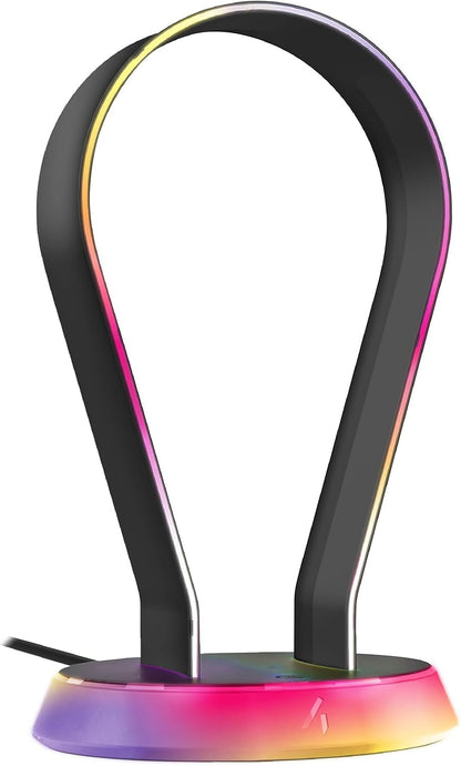 STEALTH Gaming Light Up Charging Headset Stand - Glow Black, USB Powered, Compatible with Most Headsets.