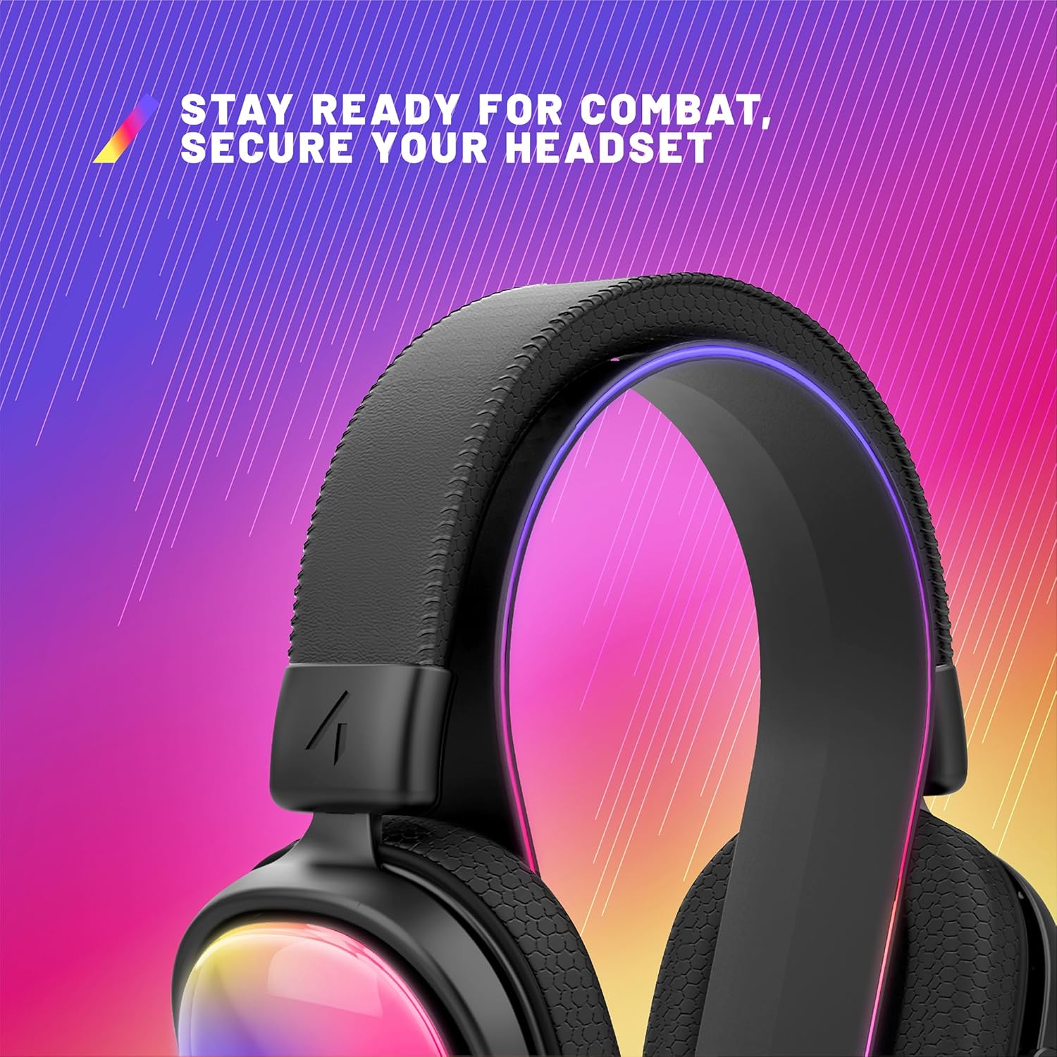 STEALTH Gaming Light Up Charging Headset Stand - Glow Black, USB Powered, Compatible with Most Headsets.