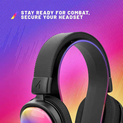 STEALTH Gaming Light Up Charging Headset Stand - Glow Black, USB Powered, Compatible with Most Headsets.