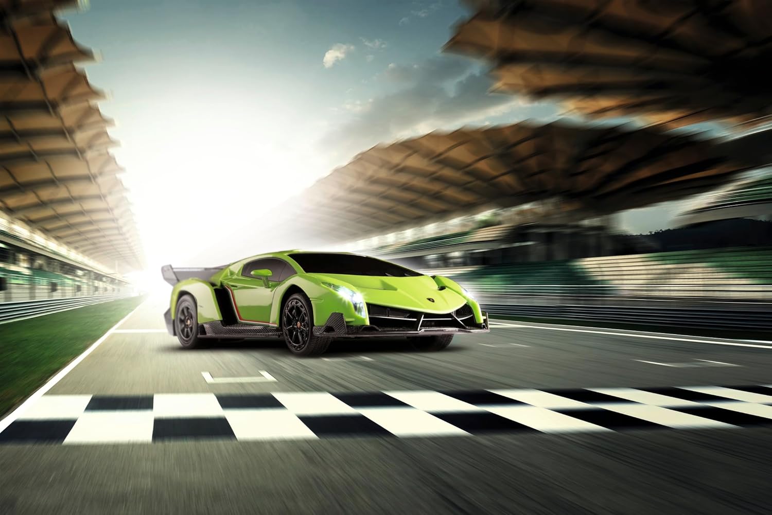 Carson 500404308 1:24 Lamborghini Veneno 2.4G 100% RTR Green Remote Control Car, LED Lighting, Driving Time Approx. 60 Min, RC Car, RC Car, RC Car 1:24, Remote Controlled Toy