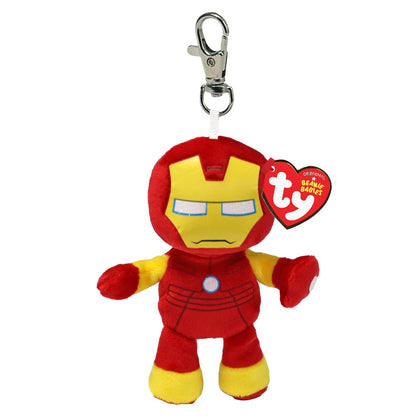 Ty Clips - Marvel Collection, Iron Man Plush Key Ring, All Your Favorite Heroes to Carry with You, Gift Idea for Young and Old - 10 cm - T34007