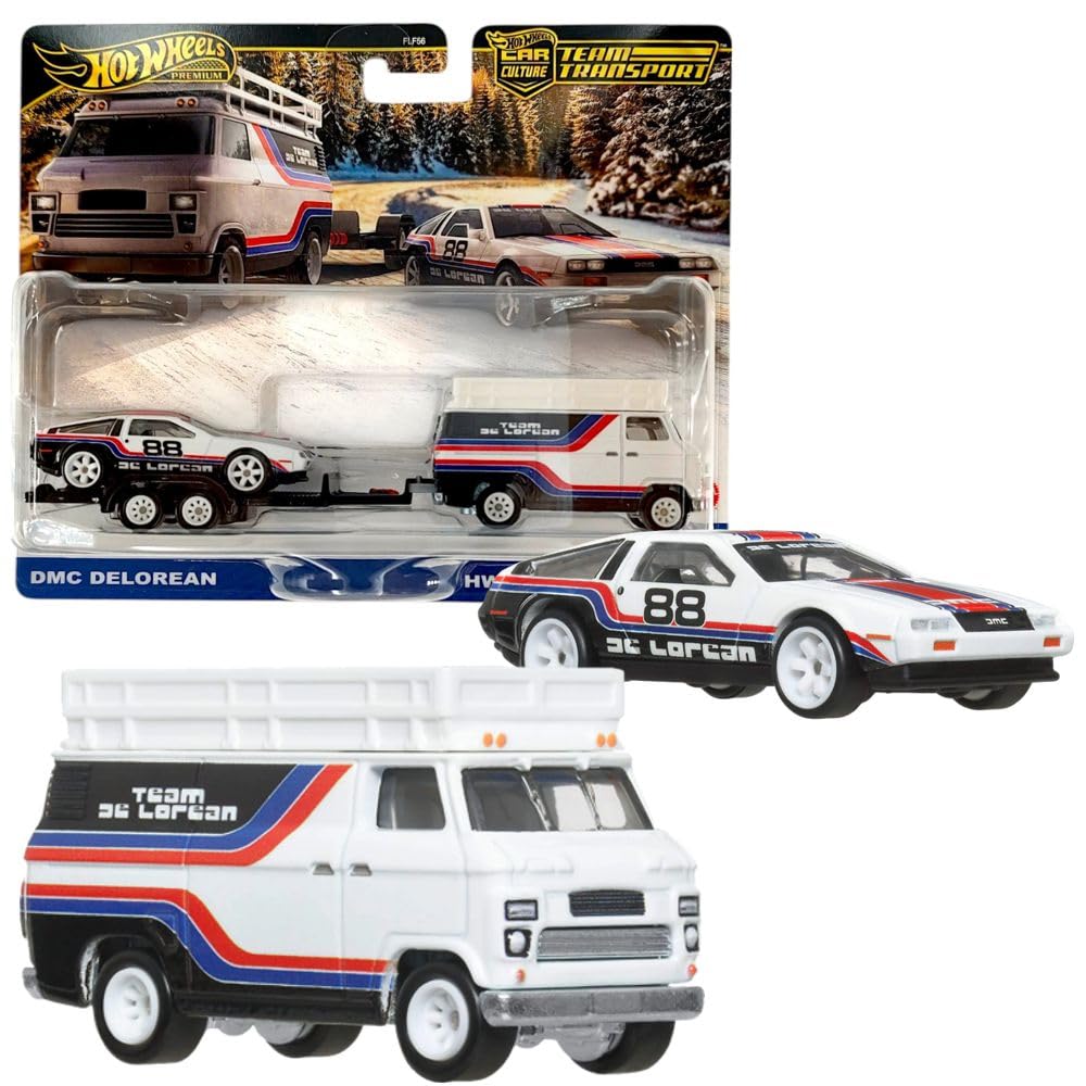 Hot Wheels - Premier Team Transport - DMC Delorean & HW Rally Hauler /Toys