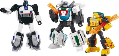 Transformers Takara Tomy Dramatic Capture Series Cybertron Chase with Origin Bumblebee, Jazz and Wheeljack, Actionfiguren-Set für Erwachsene, ab 15 Jahren