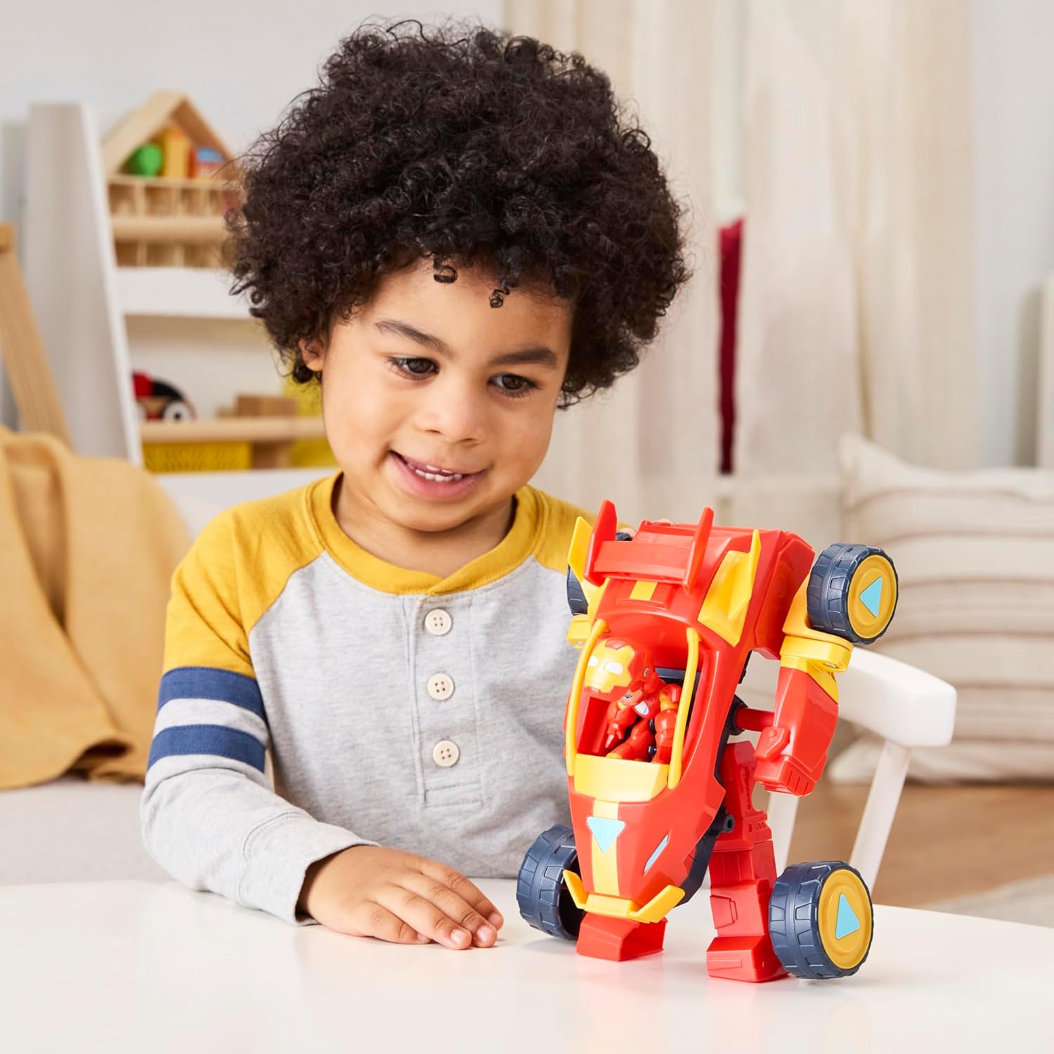 Iron Man and His Awesome Friends Marvel 2-In-1 Mech Suit & Vehicle, Action Figure & Toy Vehicle, Red