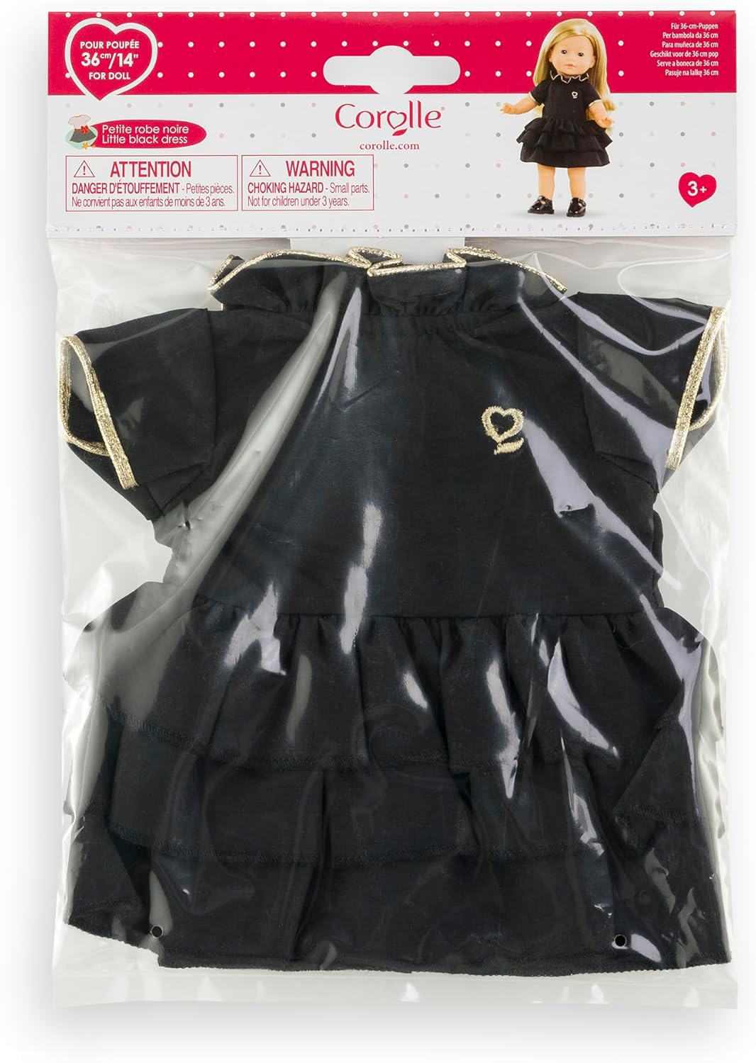 Ma Corolle - Kleine zwarte jurk, kleding, voor pop My Corolla, 36 cm, vanaf 3 jaar, 9000212850