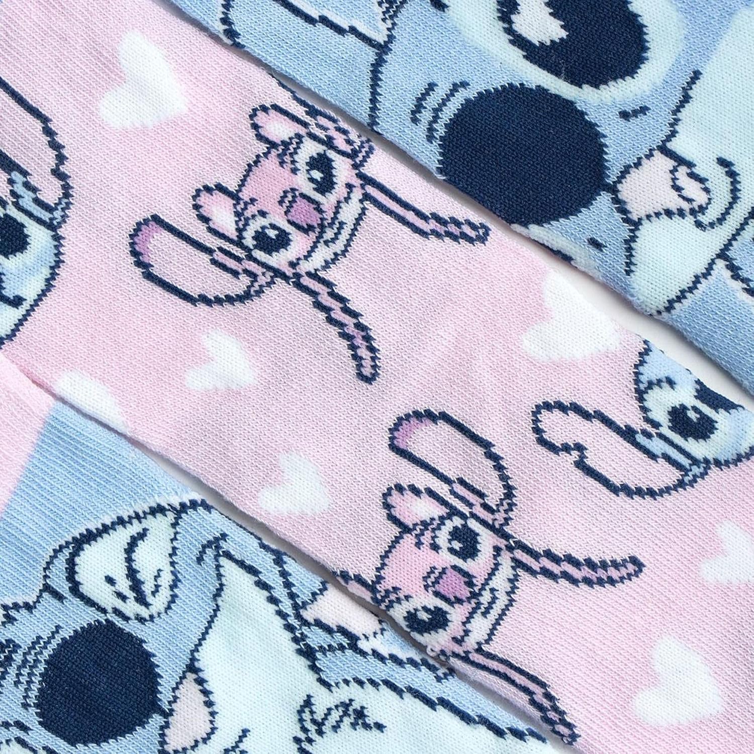 Stitch - Socks 3 Pack Blue & Pink Size 27/30