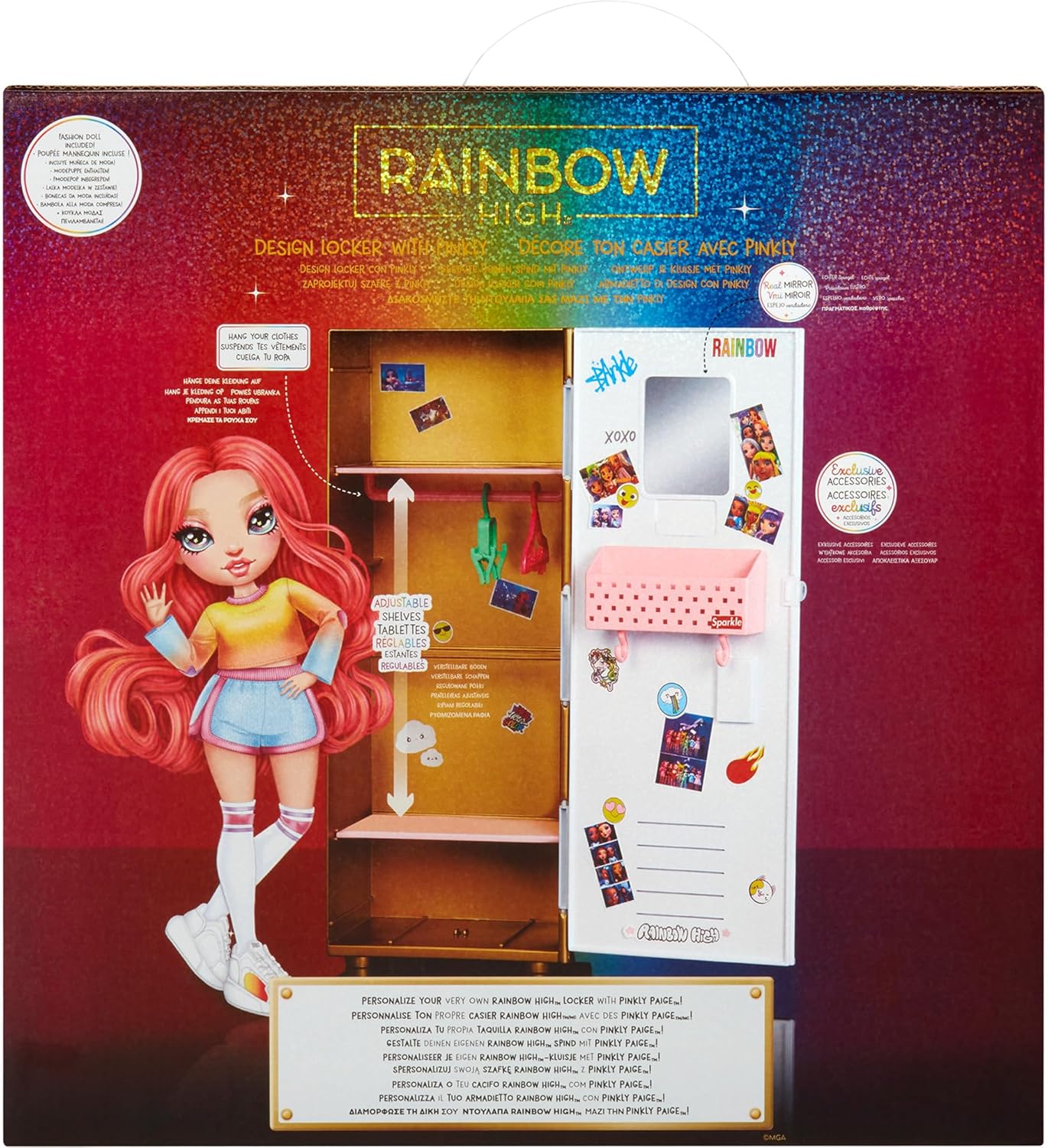 Rainbow High Set da Gioco Armadietto Design & Style – Con ripiani, appendiabiti, accessori e adesivi, giocattolo bambini da 4 a 12+ anni
