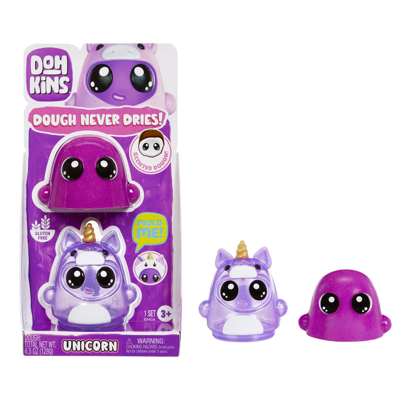 Dohkins Unicorn Single Pack Character - Comprend 1 Personnage, collectionnez Les 6, la pâte ne sèche jamais, Pas de Gluten, Convient aux collectionneurs et aux Enfants de 2 à 5 Ans