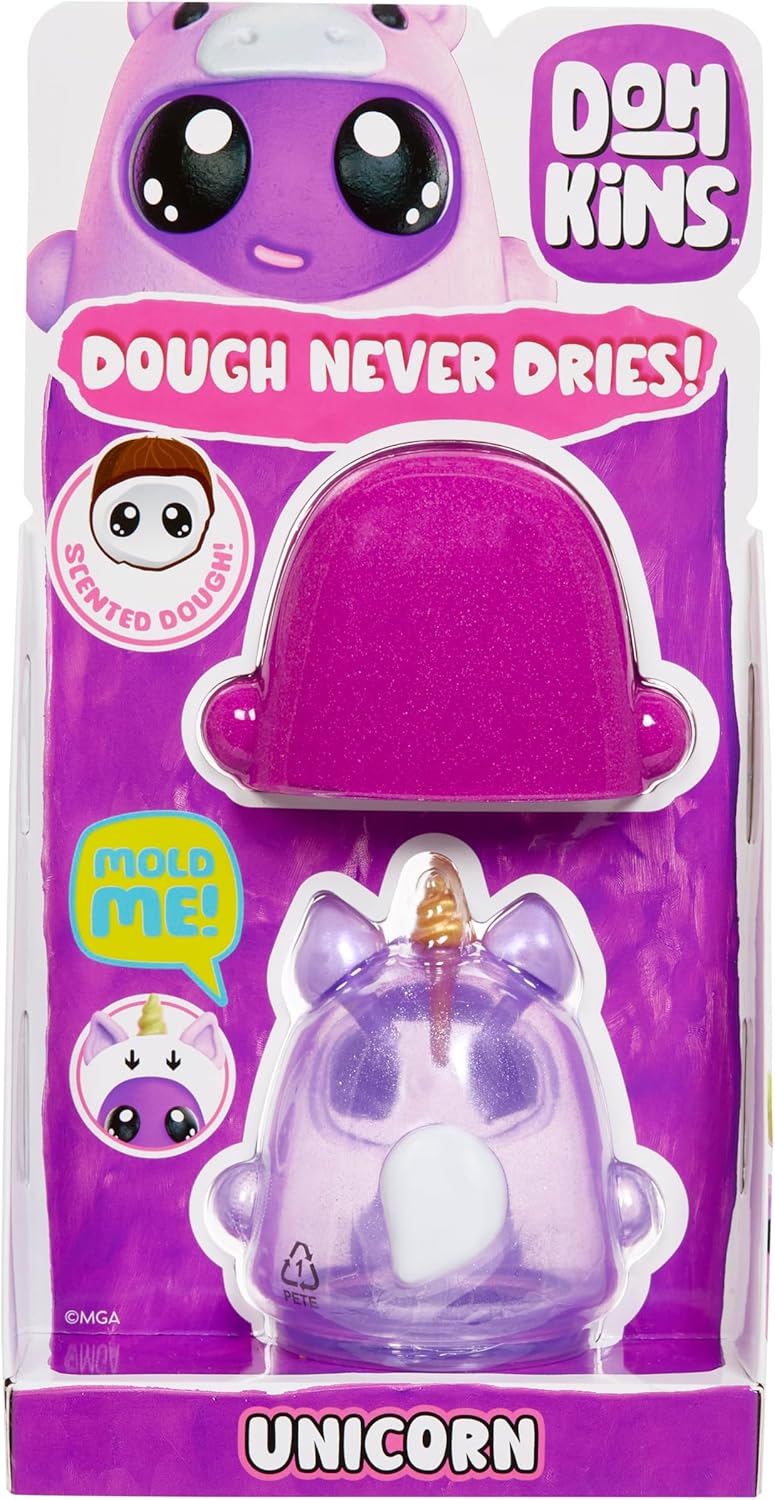 Dohkins Unicorn Single Pack Character - Comprend 1 Personnage, collectionnez Les 6, la pâte ne sèche jamais, Pas de Gluten, Convient aux collectionneurs et aux Enfants de 2 à 5 Ans